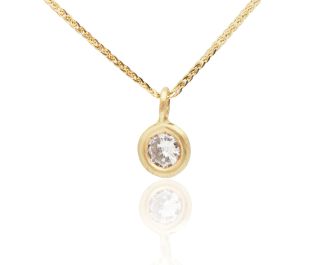 Solitaire Accent Necklace 14k