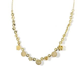 Handcrafted Solid Yellow  gold Romantic Charm Necklace. 