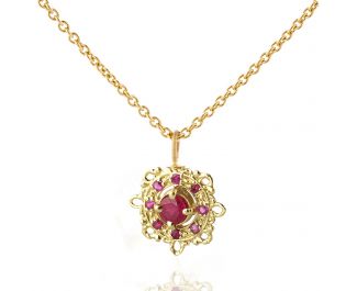 Antique Ruby Pendant Necklace 