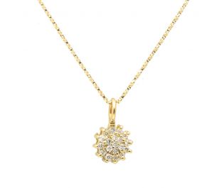 Dainty Cluster Diamond Medallion 14k Gold