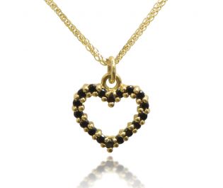Black Diamonds Heart Pendant  In Yellow Gold 
