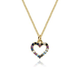 Pave mixed Gemstones Heart Pendant 