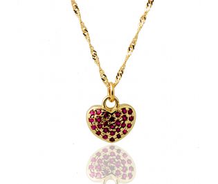 Black Diamonds Heart Pendant  In Yellow Gold 