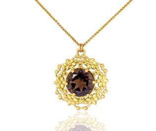 Baroque Inspired Green Pendant Necklace 14k Gold