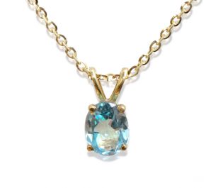 Solitaire Blue Topaz Pendant
