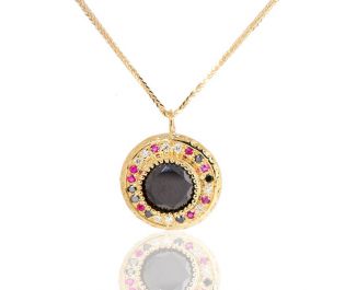 תליון אבני חן עגול מרהיב