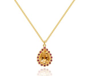 Victorian Style Black Diamond and Topaz Halo Pendant 