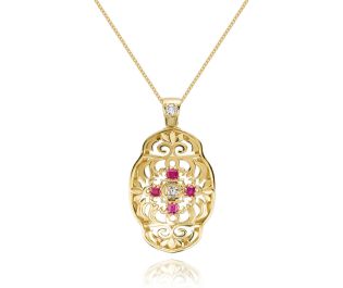 צמיד זהב בהשראת גלדריאל עם אלמנט מרכזי משובץ אבני חן