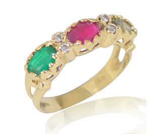 Multi Stone Crown Ring Yellow Gold