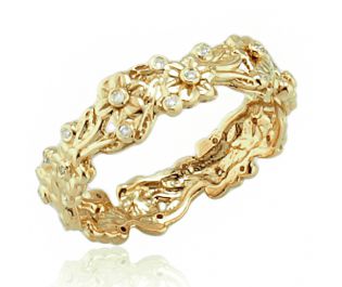 Roman Flower Bouquet Diamonds Ring In Rose Gold 