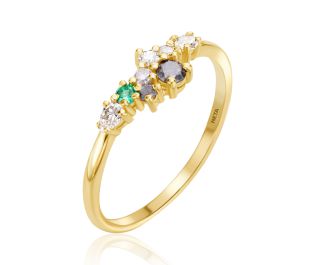 Dainty Raw and White Diamonds Band 