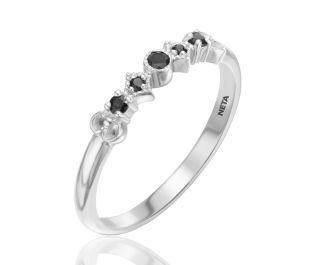 Decorated Delicate black diamond Ring