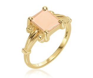  טבעת חותם מרובעת בשני צבעי זהב בהשראת קלבורן