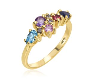 טבעת אבני חן א-סימטרית בהשראת תורין 