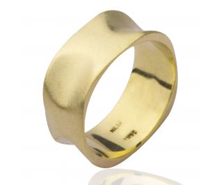 Unique Wide Gold Square Wedding Band, BIG