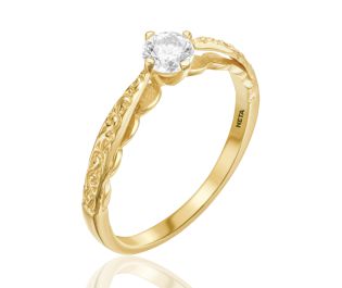 Decorative Solitaire Vintage Engagement Ring, Petite 
