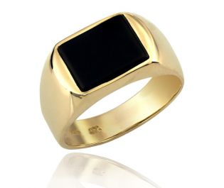 Onyx and yellow gold signet ring 