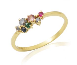 Yellow Gold Dainty Diamonds Band 