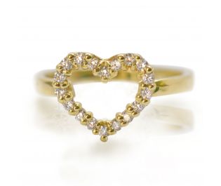 Diamonds And Heart Ring in Yellow Gold