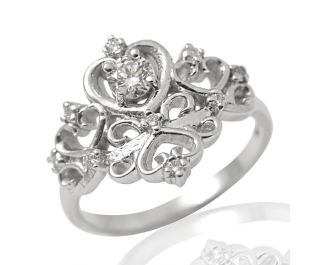 Yellow Gold Crown Ring with Diamonds