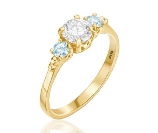 טבעת יהלום ובלו טופז