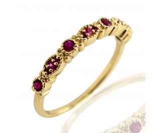  Edwardian Gemstone Half Eternity Ring 14k