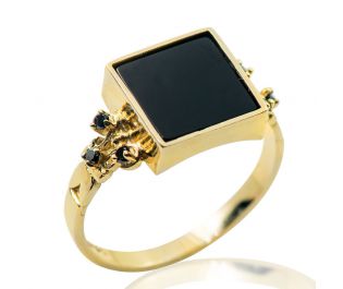 14k Gold Vintage Onyx Cocktail Ring