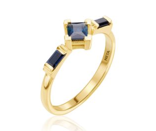 Princess and baguette Cut Diamonds Ring
