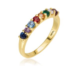 Half Eternity Pave Ruby and Rough Diamond Ring